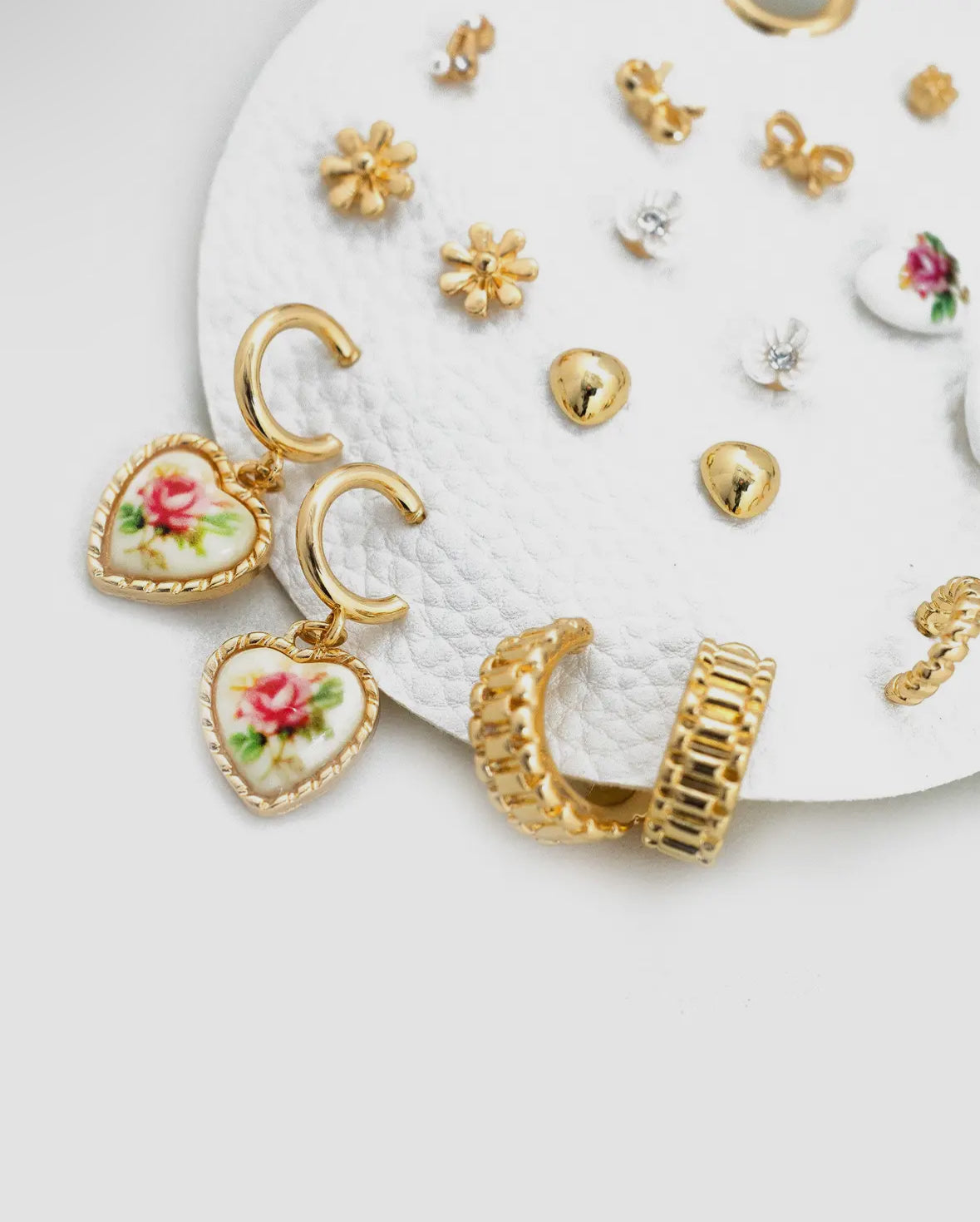 Golden Garden Earring Set- Pink