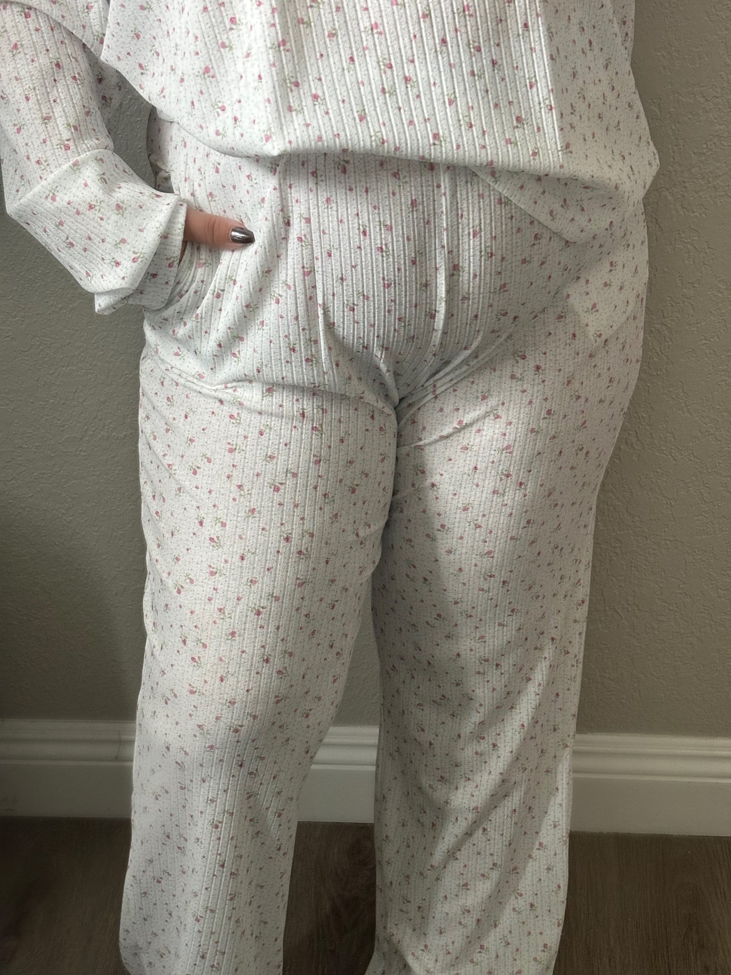 White Floral Long Sleeve & Pant Set