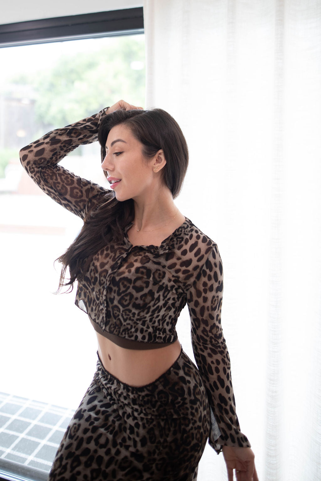Wild Theory Cardigan & Midi Skirt Set (Leopard)