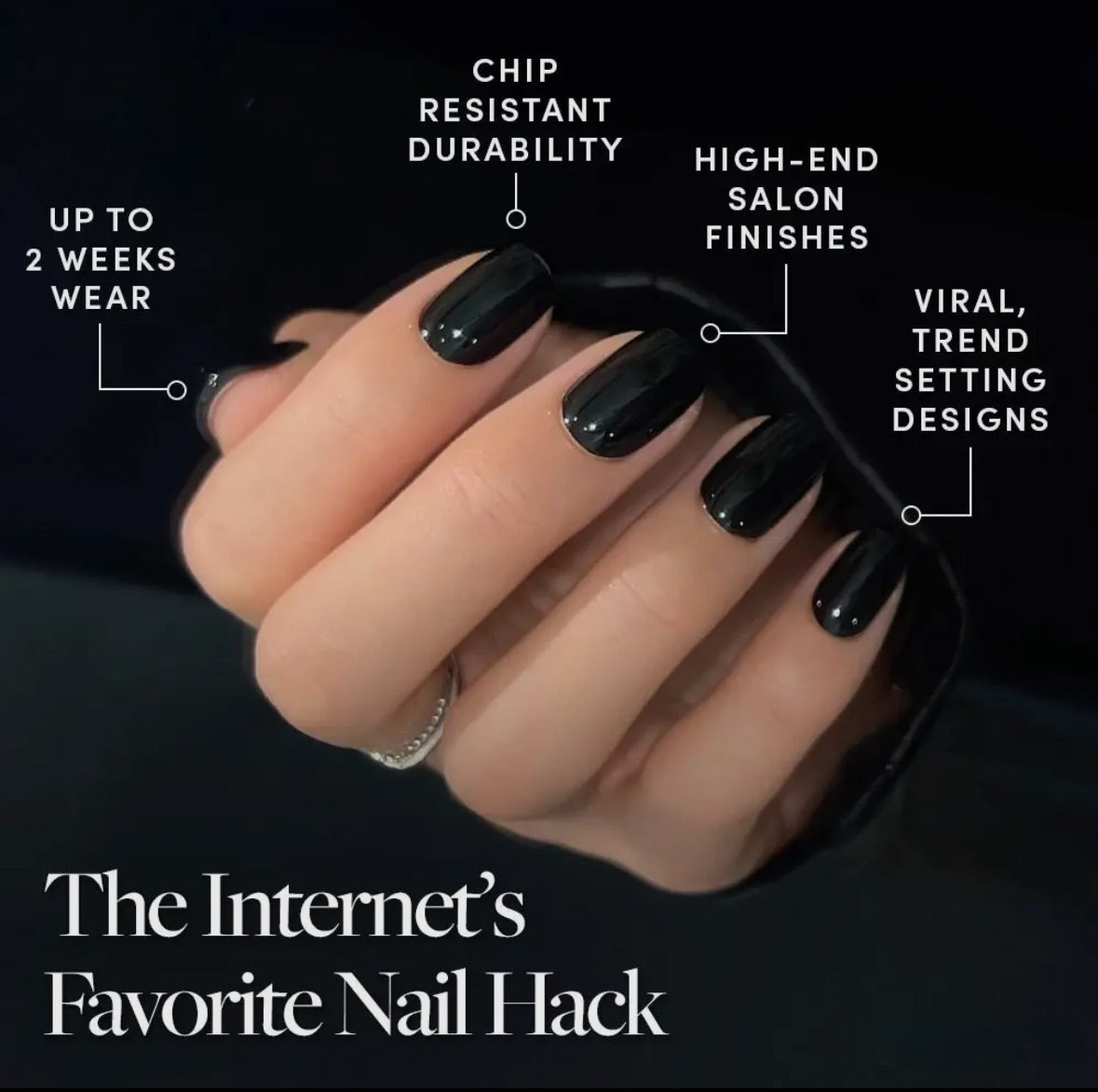 Jet Black Press On Nails- Short Squoval