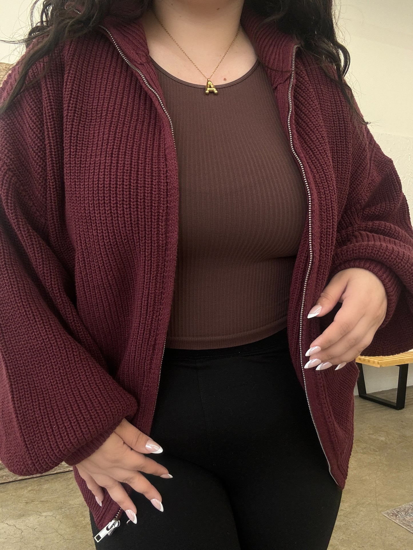 Heartbreaker Sweater- Burgundy