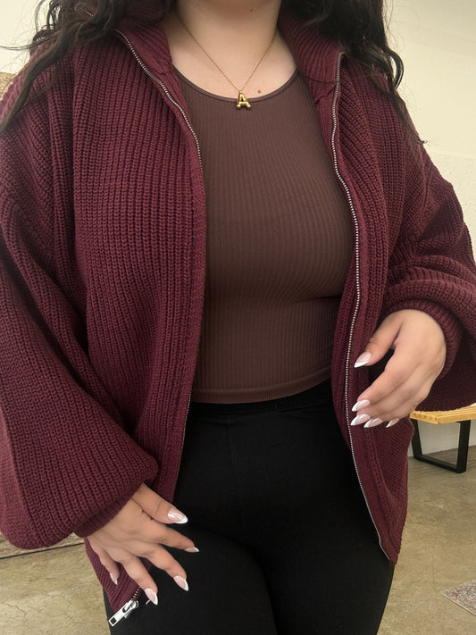 Heartbreaker Sweater- Burgundy
