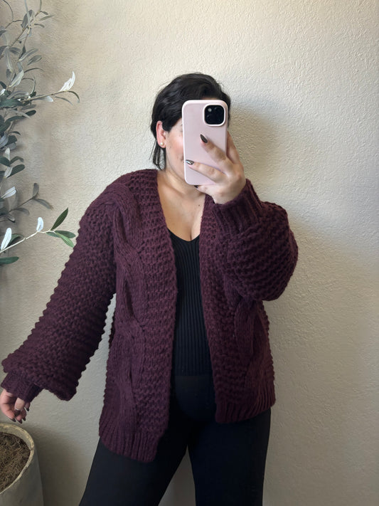 Sugar Plum Cardigan- Maroon