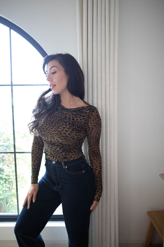 Noir Dusk Boat Neck Top (Leopard)
