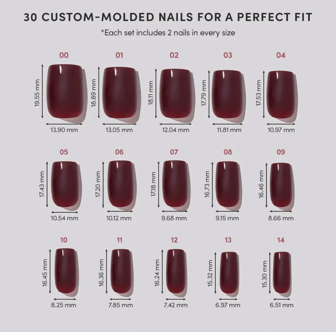 Cherry Mocha Press On Nails- Medium Square