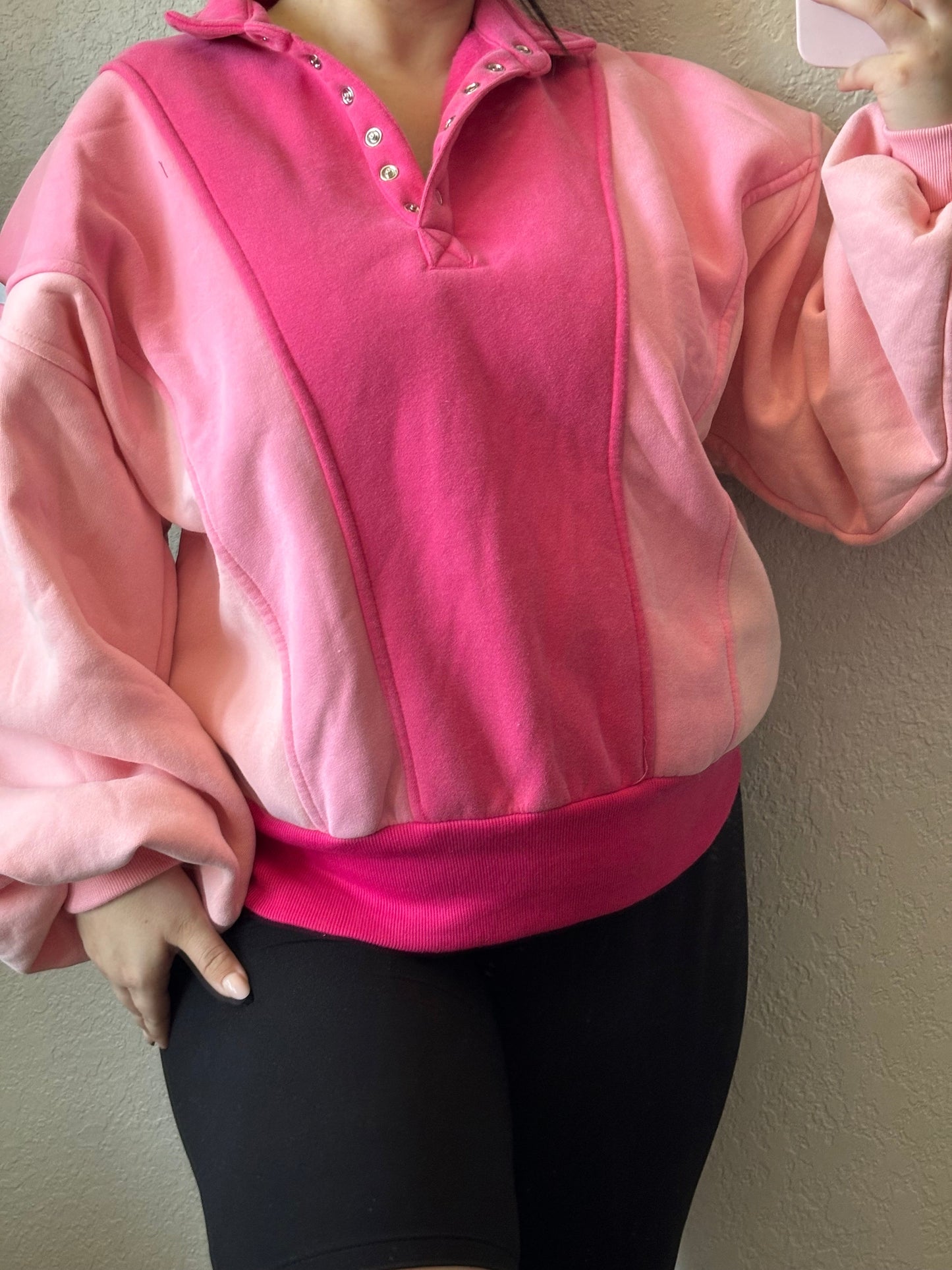 Adaline Color Block Pullover (Pink)