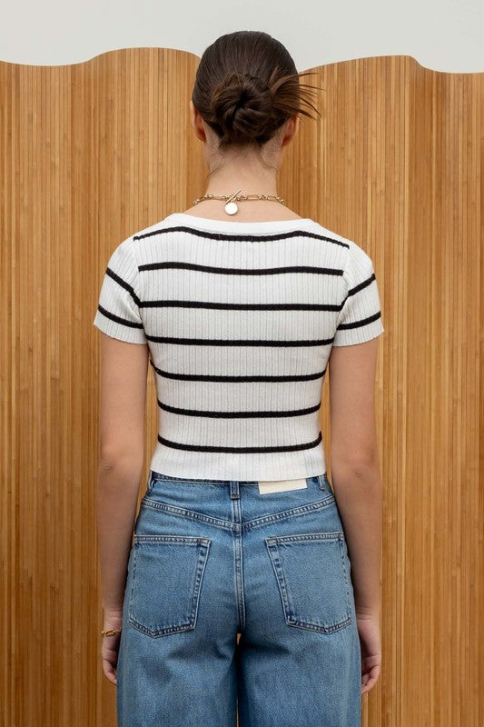 Ayla Striped Top- Ivory