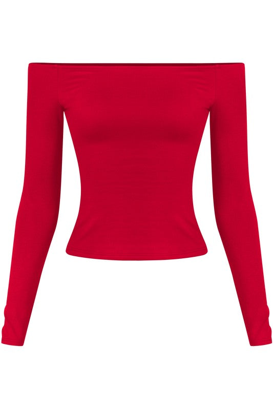 All Yours Off Shoulder Top- Red