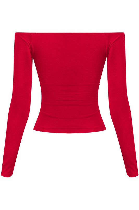 All Yours Off Shoulder Top- Red