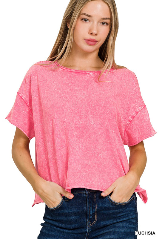 Rachel Washed Tee (Fuchsia)