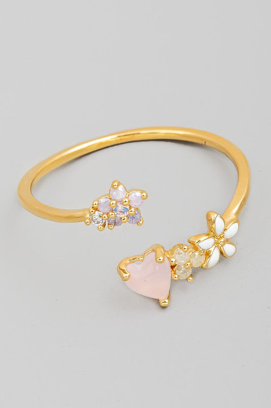 Hearts and Flowers Open Band Ring