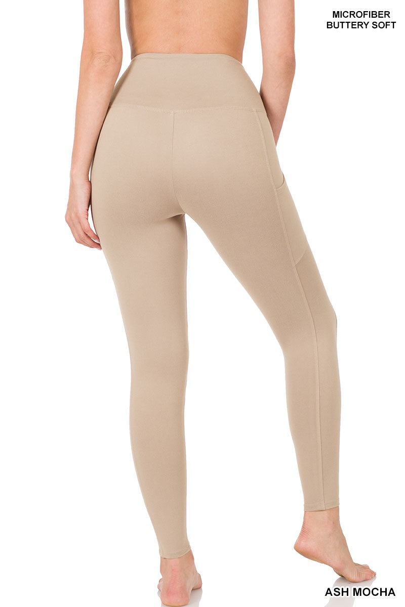 Brushed Microfiber Full Length Leggings Ash Mocha