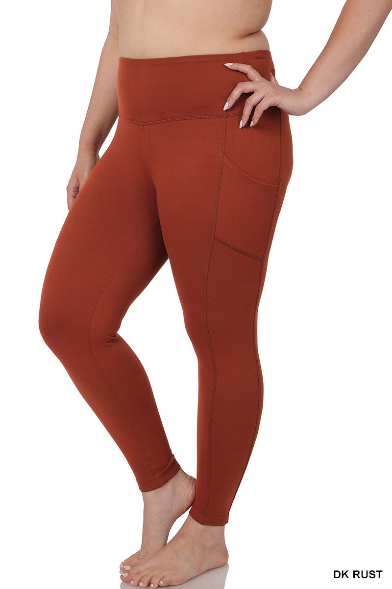 Extra Curvy Brushed Microfiber Full Length Leggings DK Rust