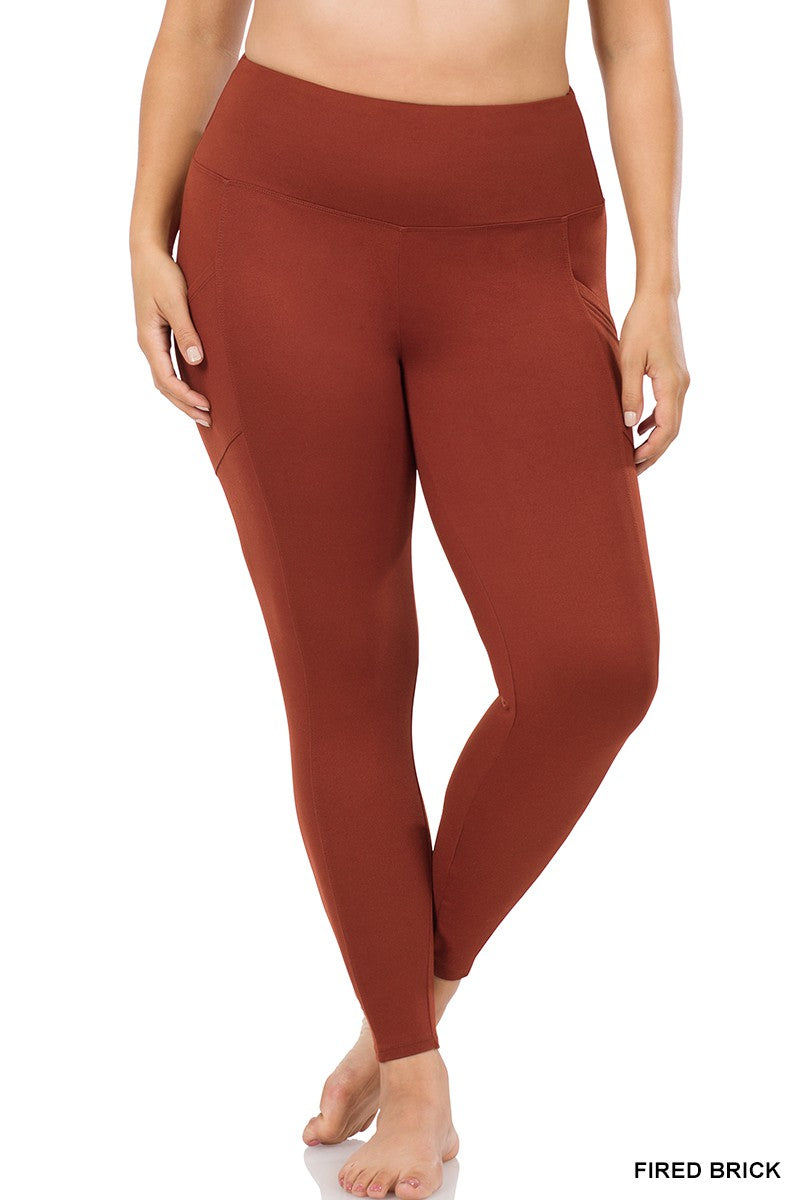 Extra Curvy Brushed Microfiber Full Length Leggings Fired Brick