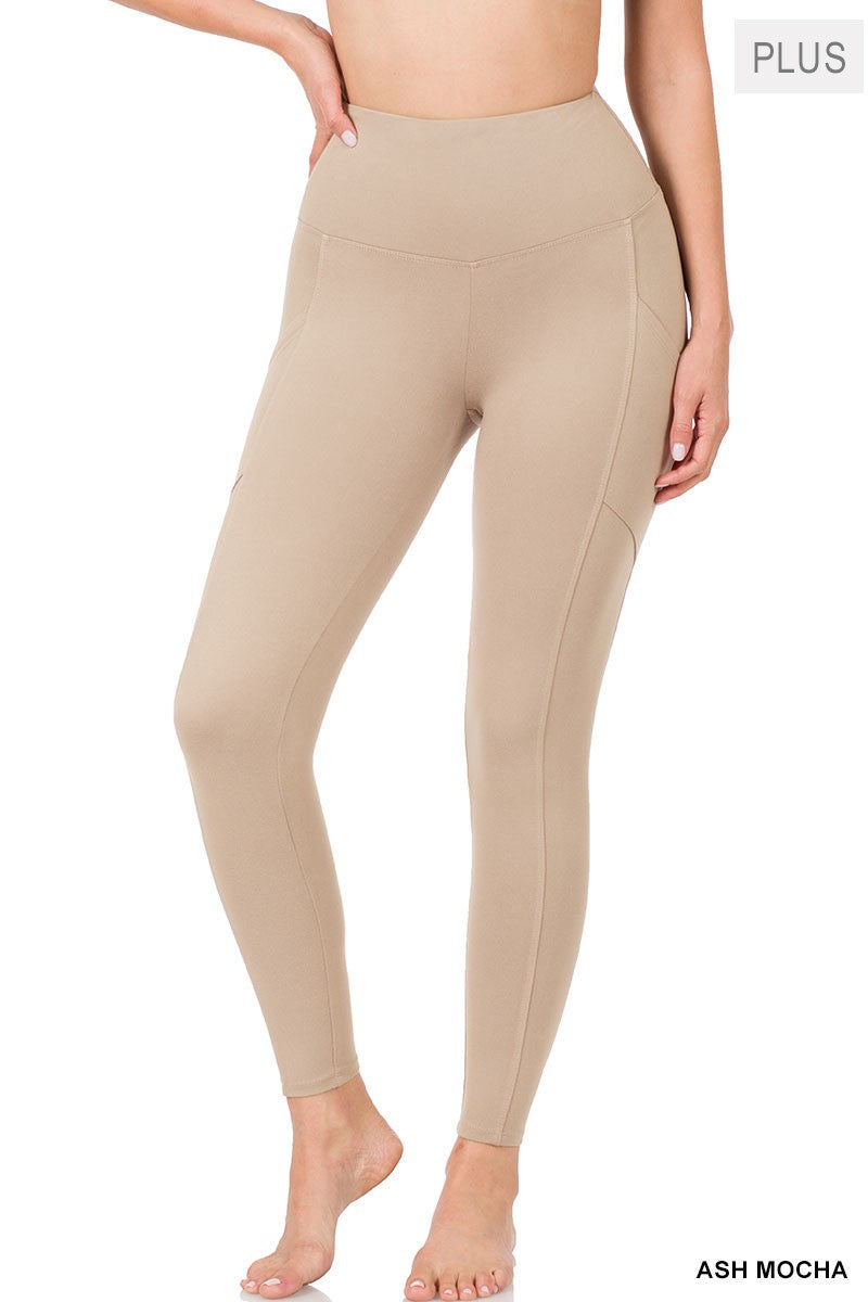 Extra Curvy Brushed Microfiber Full Length Leggings Ash Mocha