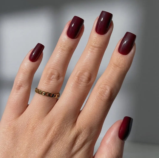 Cherry Mocha Press On Nails- Medium Square