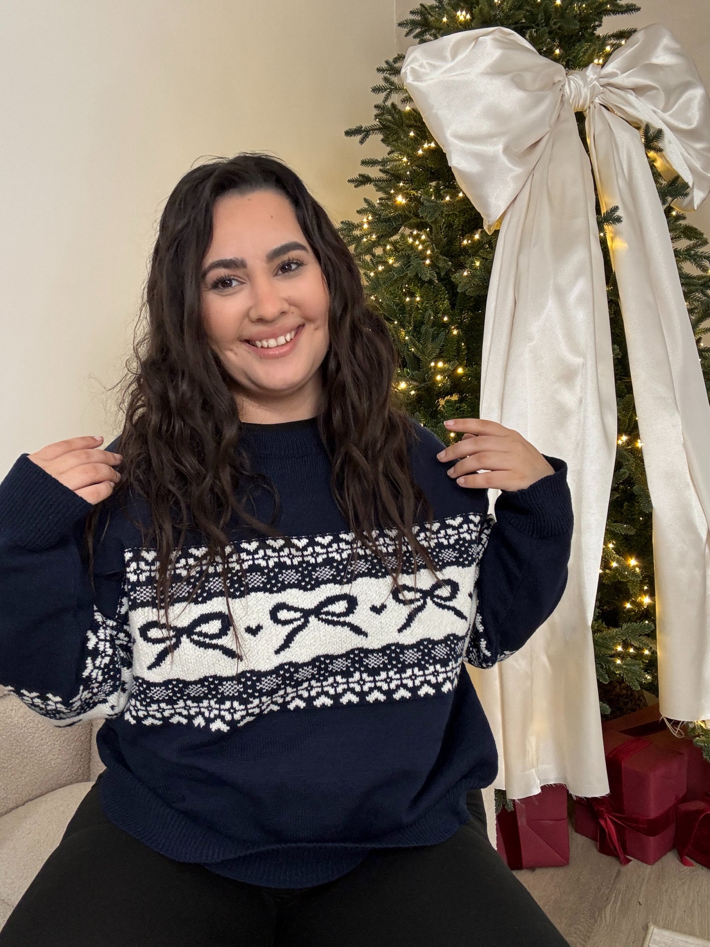 Midnight Bow Sweater - Navy