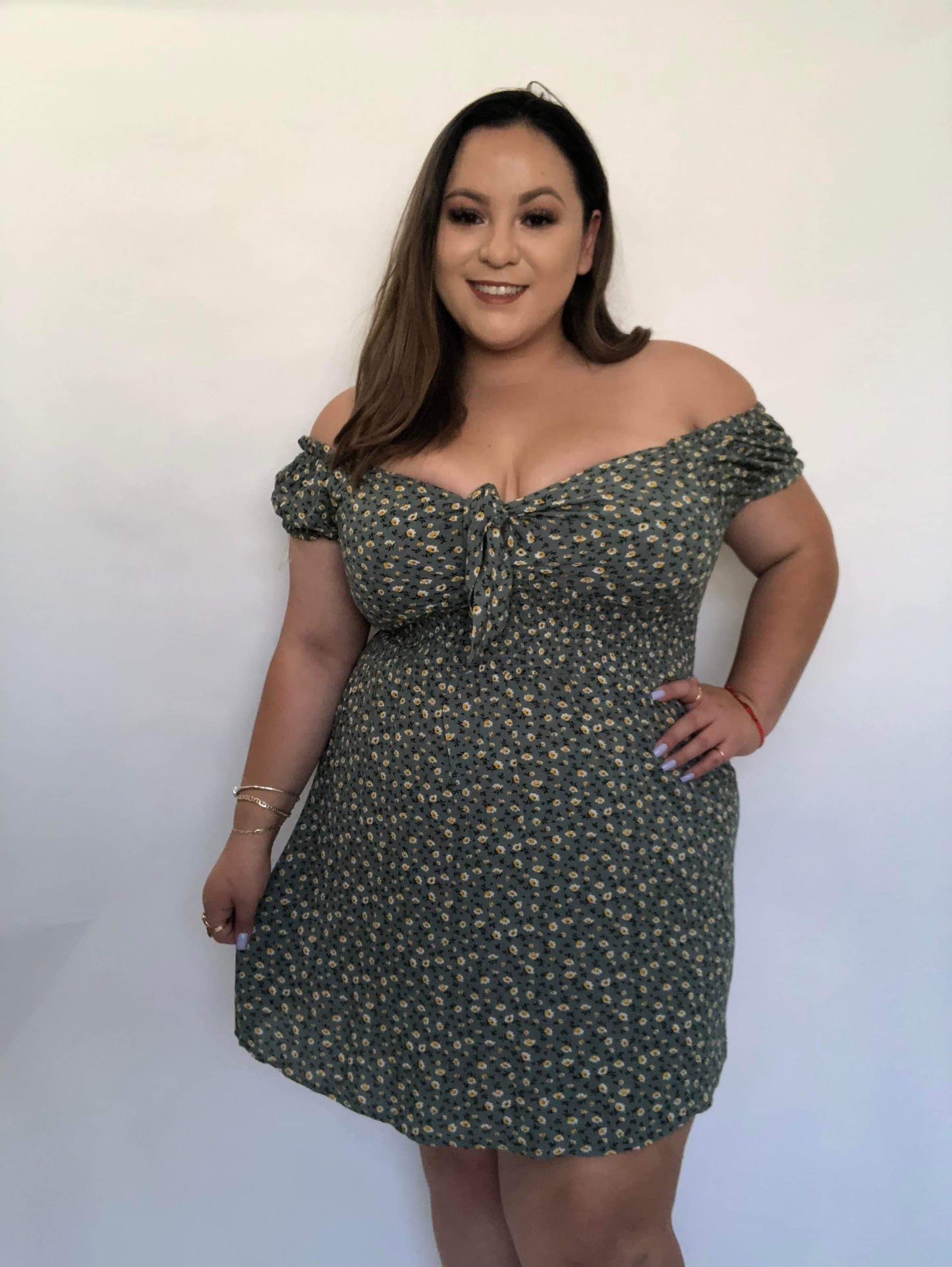 Jacki Sage Mini Dress (Extra Curvy)