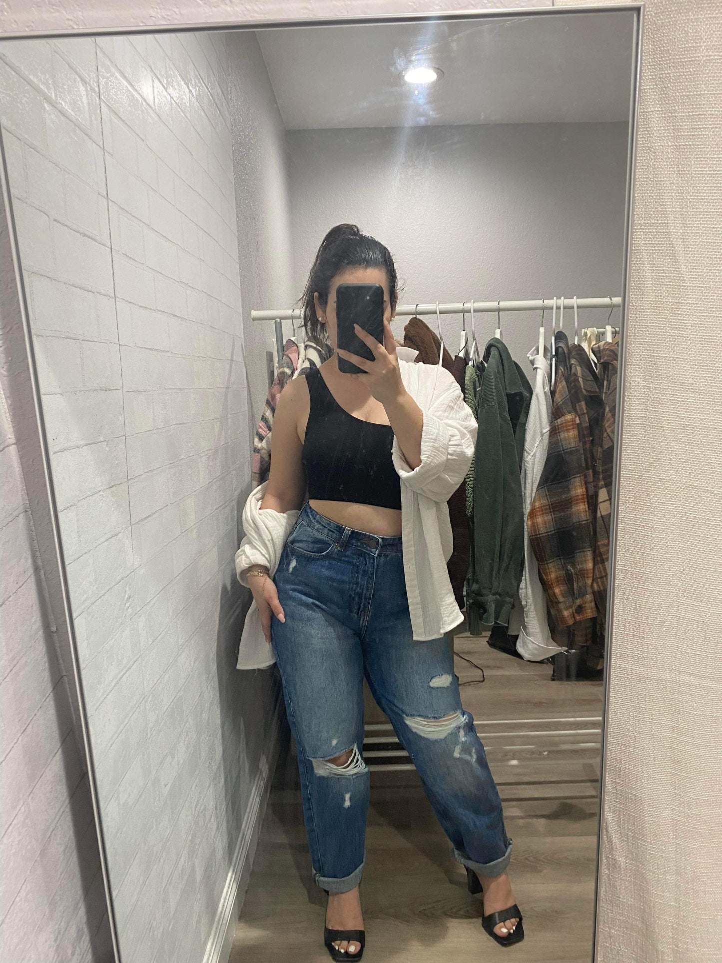 Emma Distressed Mom Jeans (Dark Denim)