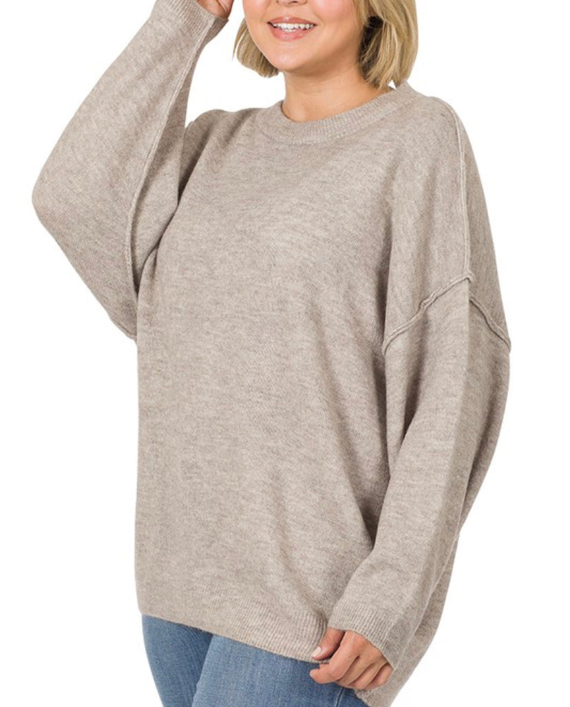 Heather Extra Curvy Crewneck (Mocha)