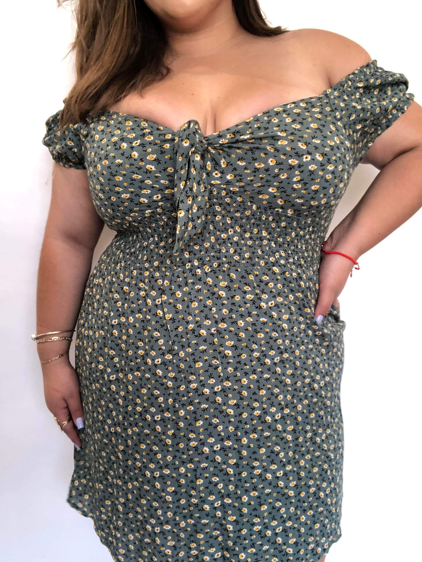 Jacki Sage Mini Dress (Extra Curvy)