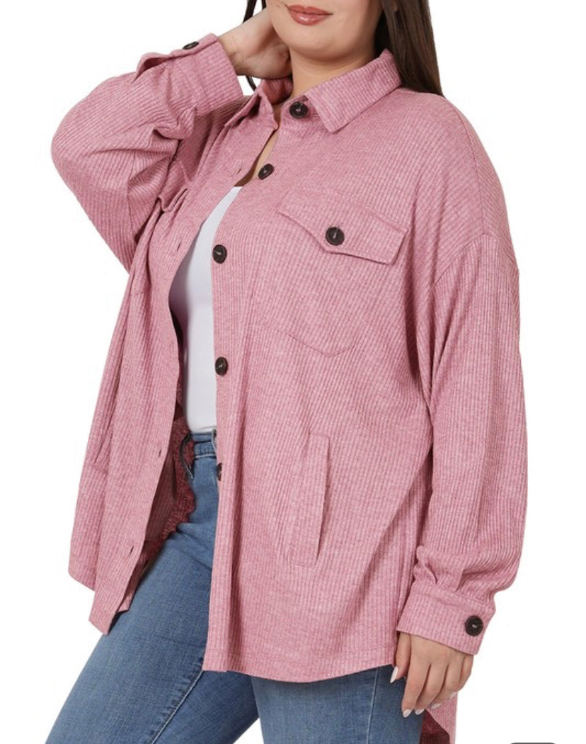 Addison Extra Curvy Button Up (Mauve)