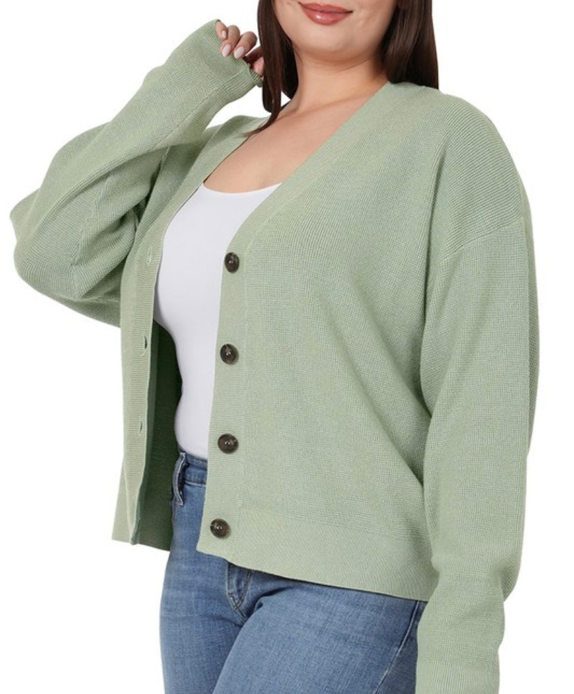 Tera Extra Curvy Cardigan (Sage)