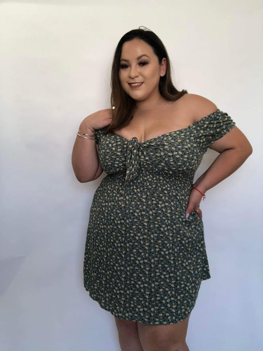 Jacki Sage Mini Dress (Extra Curvy)