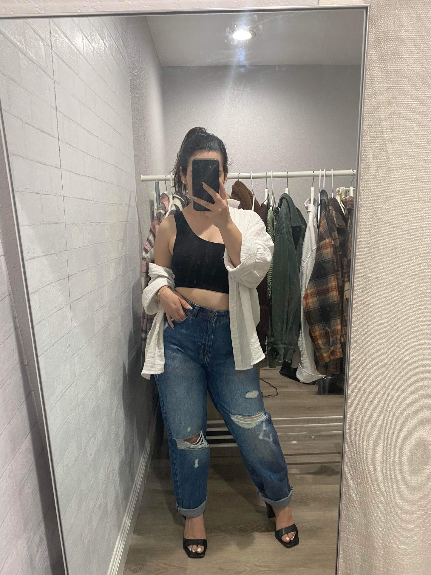 Emma Distressed Mom Jeans (Dark Denim)