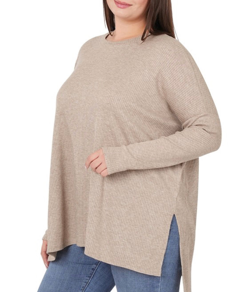 Andrea Extra Curvy Ribbed Sweater(H Mocha)