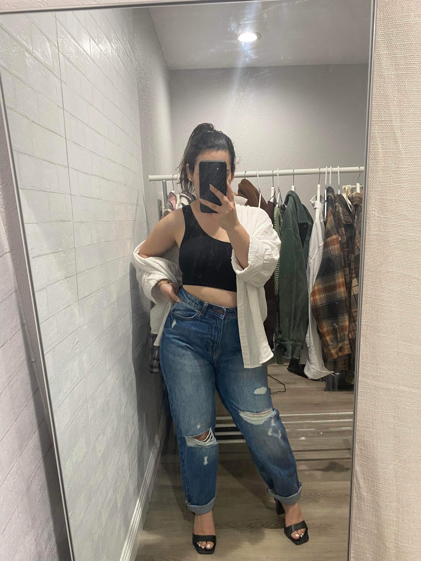 Emma Distressed Mom Jeans (Dark Denim)