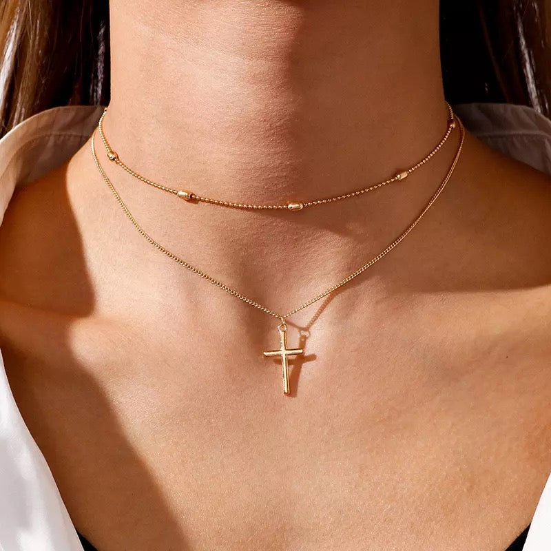 Serenity Cross Necklace (Gold)