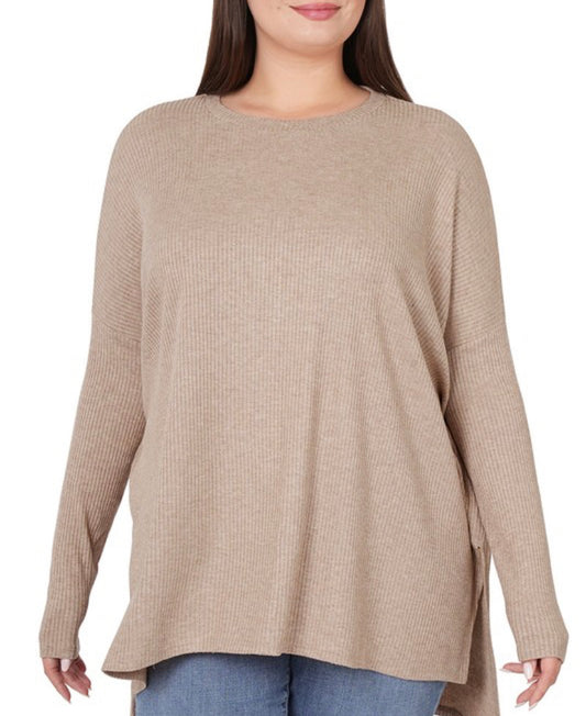 Andrea Extra Curvy Ribbed Sweater(Ash Mocha)